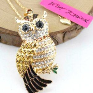 Betsey Johnson Gold and Black Owl Necklace